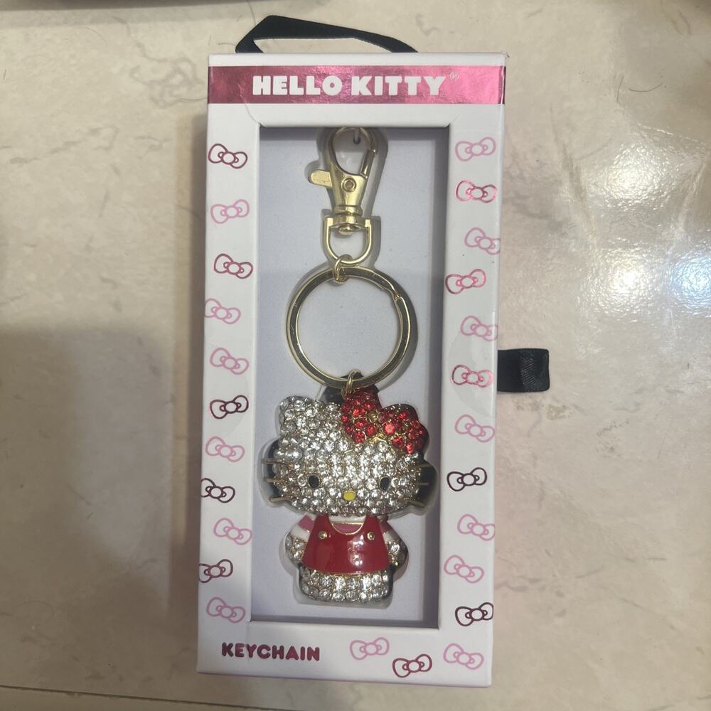 Hello Kitty Crystal Rhinestone Key Chain Key Ring Handbag Charm Jewelry Bling
